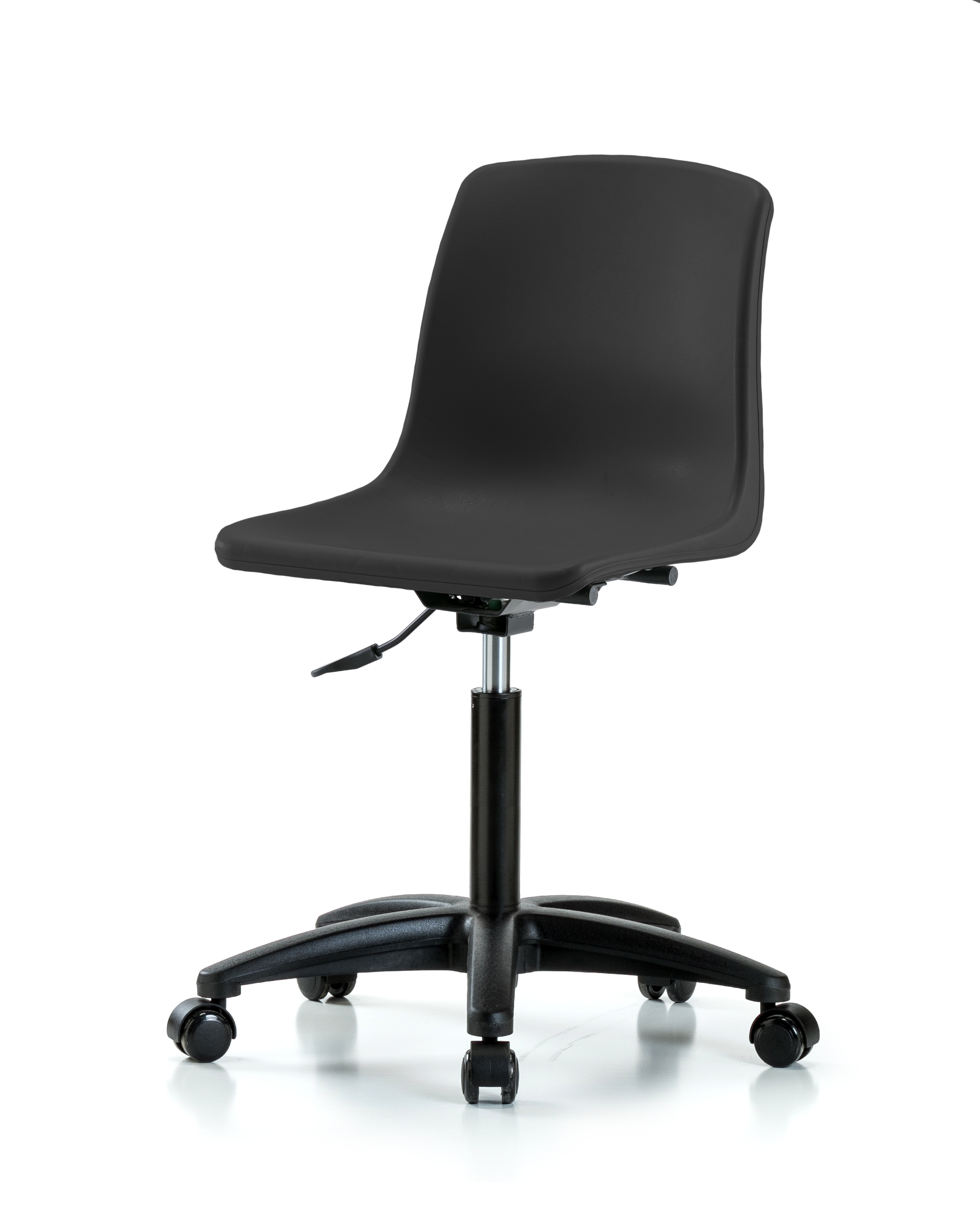 Polypropylene Shell Chair - Medium Bench Height with Casters in Black