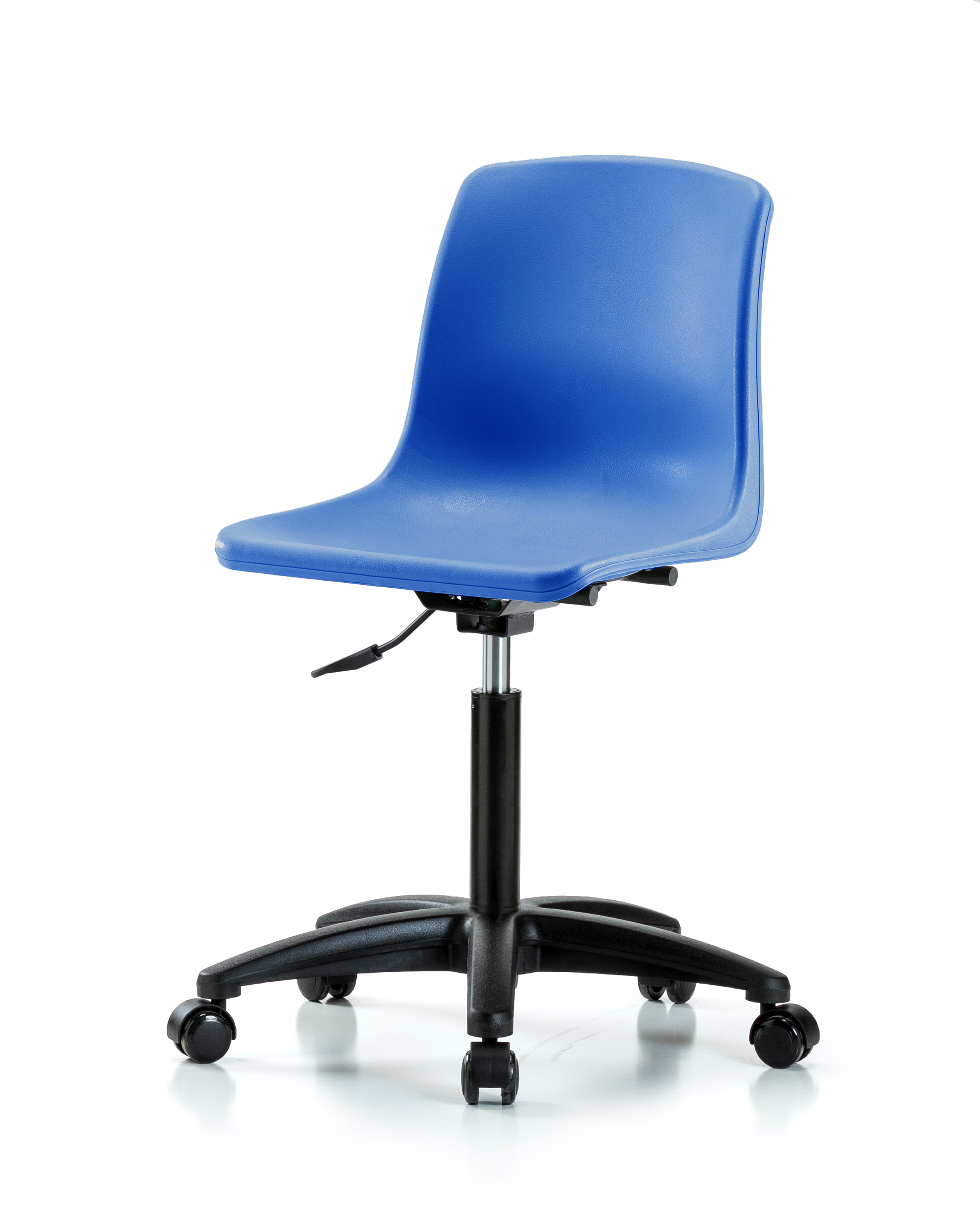 Polypropylene Shell Chair - Medium Bench Height with Casters in Blue