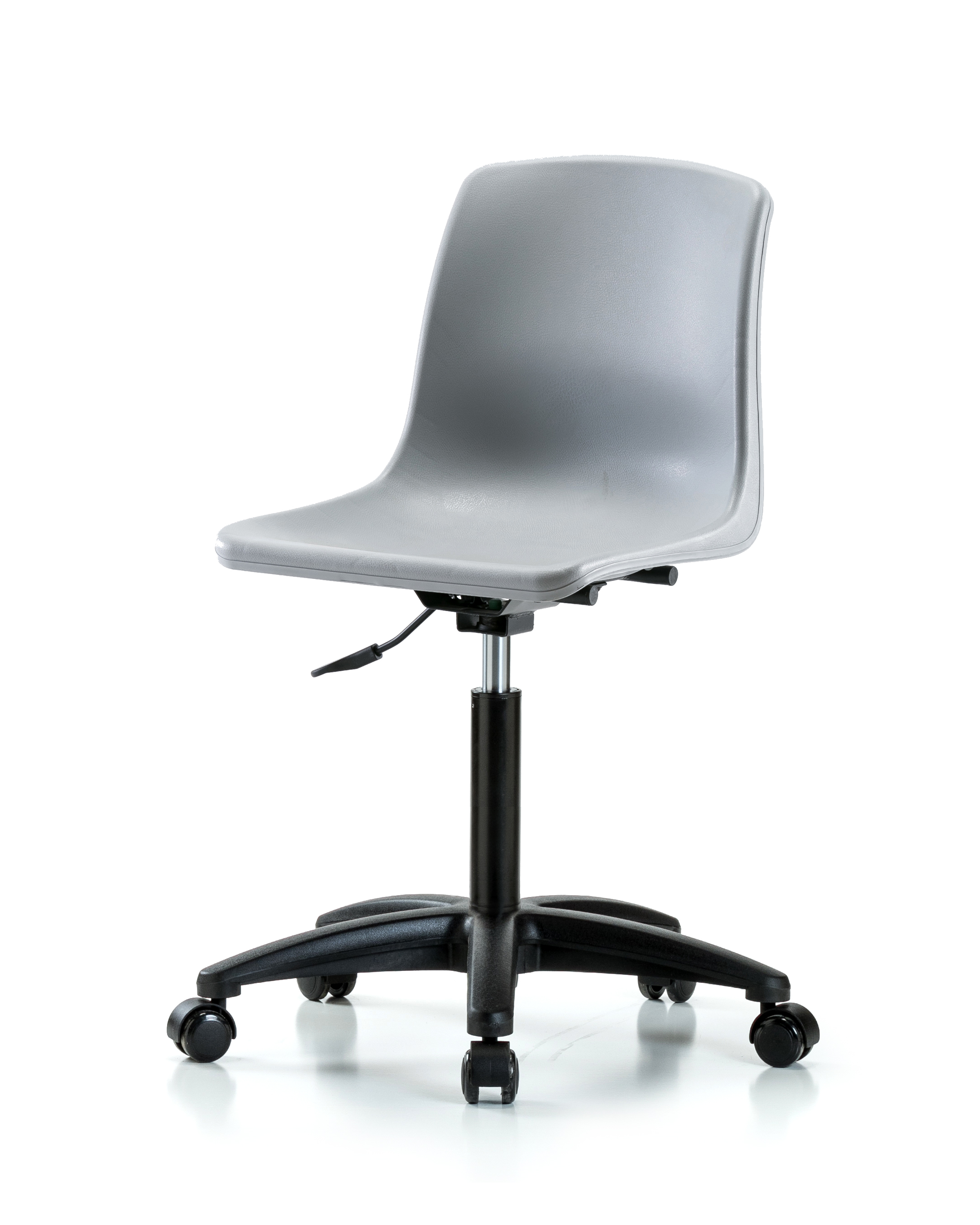 Polypropylene Shell Chair - Medium Bench Height with Casters in Gray