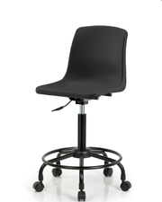 Polypropylene Shell Chair - Medium Bench Height with Round Tube Base & Casters in Black