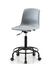 Polypropylene Shell Chair - Medium Bench Height with Round Tube Base & Casters in Gray
