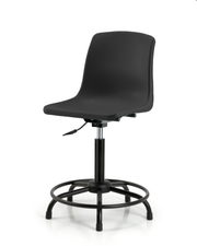 Polypropylene Shell Chair - Medium Bench Height with Round Tube Base & Stationary Glides in Black