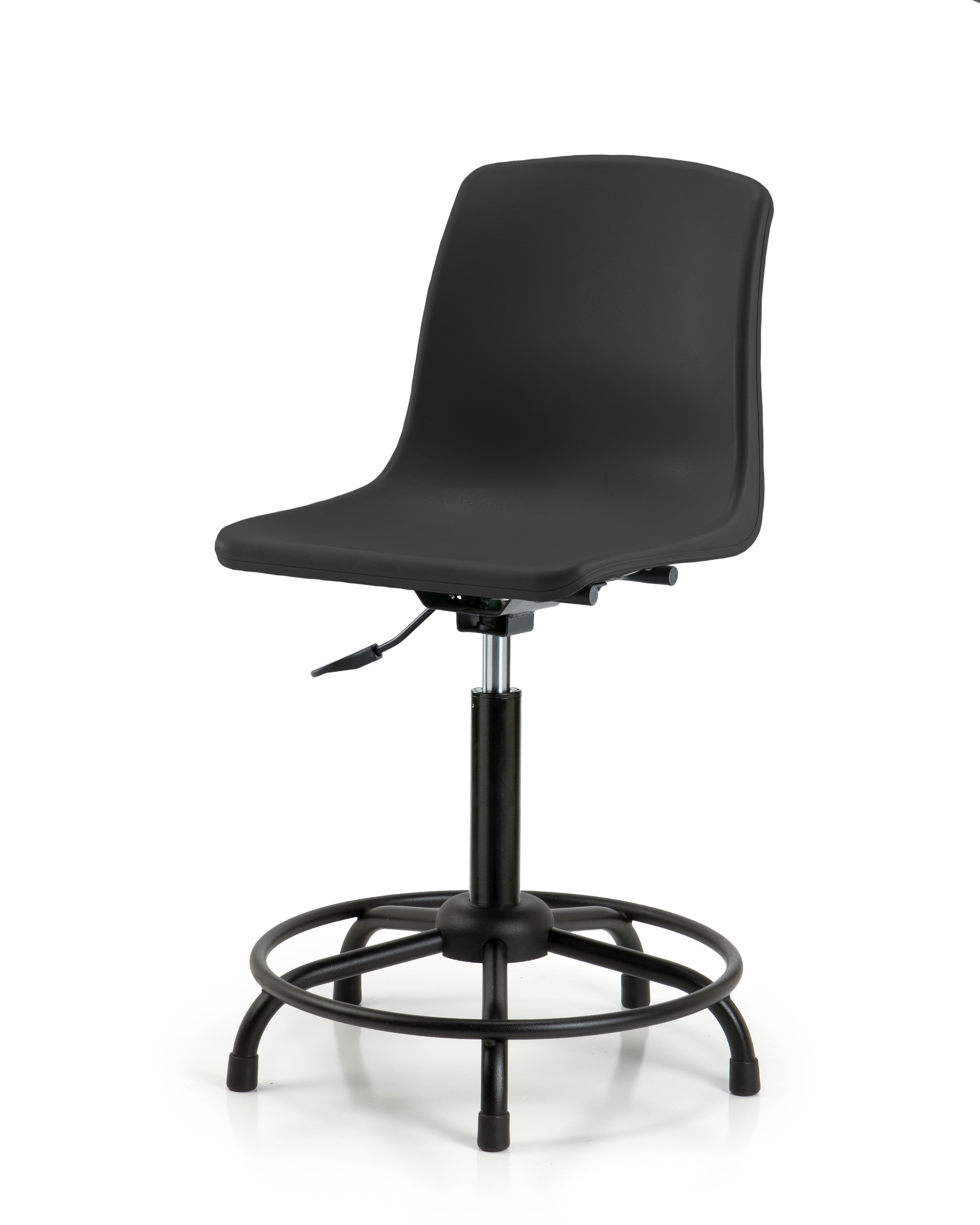 Polypropylene Shell Chair - Medium Bench Height with Round Tube Base & Stationary Glides in Black