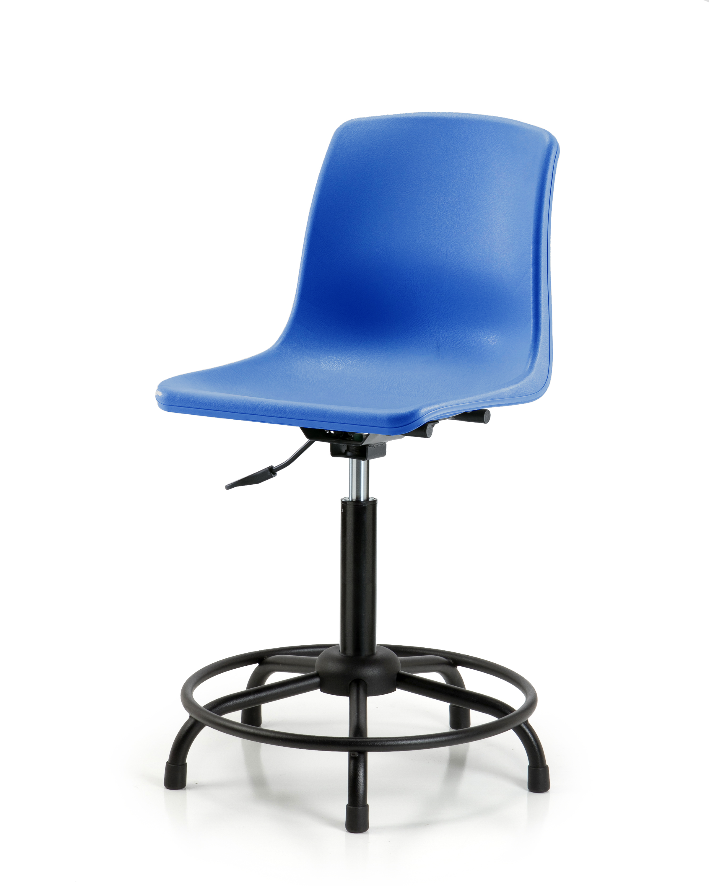 Polypropylene Shell Chair - Medium Bench Height with Round Tube Base & Stationary Glides in Blue
