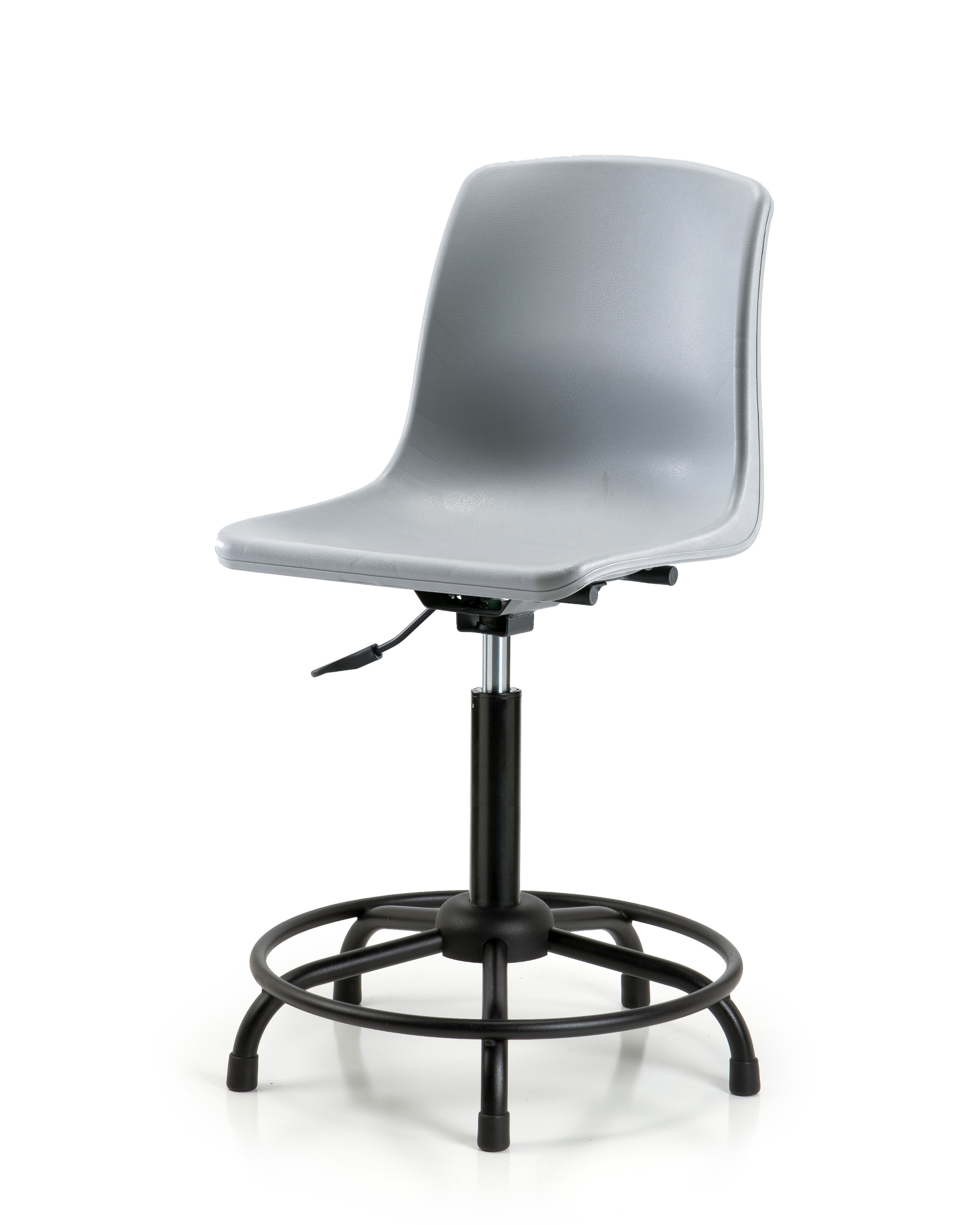Polypropylene Shell Chair - Medium Bench Height with Round Tube Base & Stationary Glides in Gray