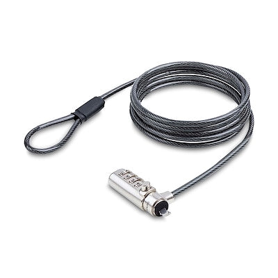 StarTech.com Slim Lock Noble Wedge Slot Compatible 5ft (1.5m) Locking Cable Desk Anti-Theft Security for Laptop/Notebook Cut-Resistant Steel Cable Com