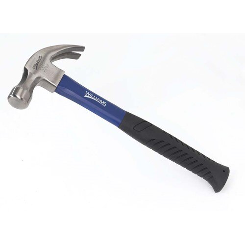Williams 16 Oz Claw Hammer Fiberglass Handles with Cushion Grip, Handle Length 10 3/4" Overall Length 13"