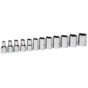 Socket Set, 12 Pieces, 1/4 Inch Dr, Shallow, 1/4 Inch Size