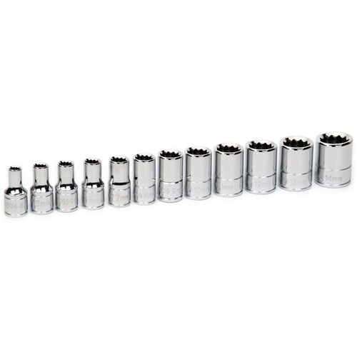 Socket Set, 12 Pieces, 1/4 Inch Dr, Shallow, 1/4 Inch Size