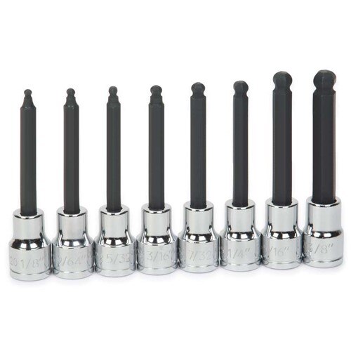 Williams 3/8" Dr Ball Hex Long Bit Sck Set 8 Pcs
