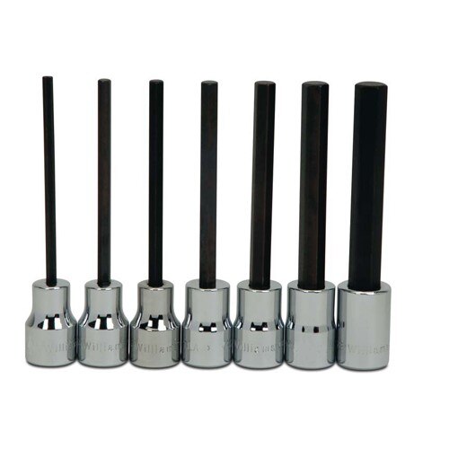 Williams 3/8 Dr Hex Long Bit Sck Set 7 Pcs