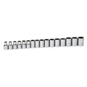 Socket Set, 16 Pieces, 1/2 Inch Dr, Shallow, 1/2 Inch Size