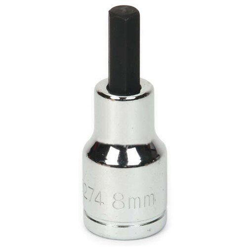 Socket Bit, 1/2 Inch Dr, 8 MM Size, Hex, 29/32 Inch OD