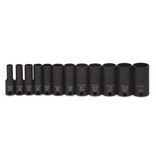 Socket Set, 12 Pieces, 3/8 Inch Dr, Impact, 3/8 Inch Size