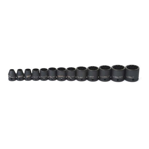 Socket Set, 13 Pieces, 3/8 Inch Dr, Shallow, 3/8 Inch Size