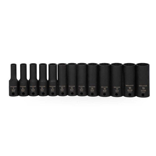 Williams Imp Skt Set 3/8 Dr 13 Pc Dp 12 Pt, Metric Set
