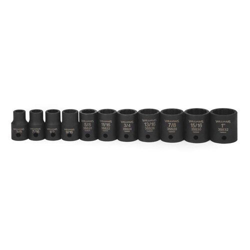 Socket Set, 11 Pieces, 1/2 Inch Dr, Shallow, 1/2 Inch Size