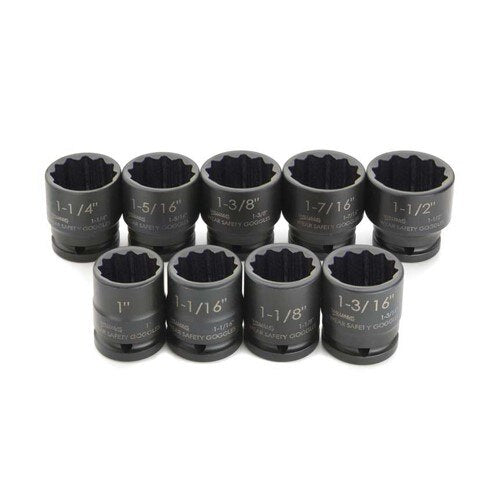 Socket Set, 9 Pieces, 3/4 Inch Dr, Shallow, 3/4 Inch Size
