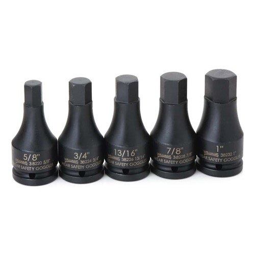 Socket Set, 5 Pieces, 3/4 Inch Dr, Impact Hex, 3/4 Inch Size