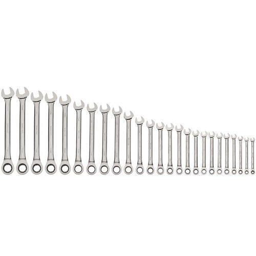 25 Pc, Combination Ratcheting Wrench Set, Metric