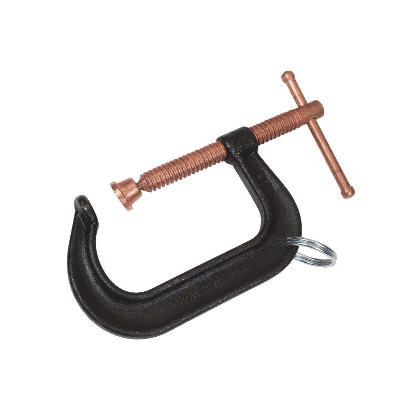 C-Clamp with Safety Ring, Deep Throat, 4 Inch Capacity, 3-3/16 Inch Depth