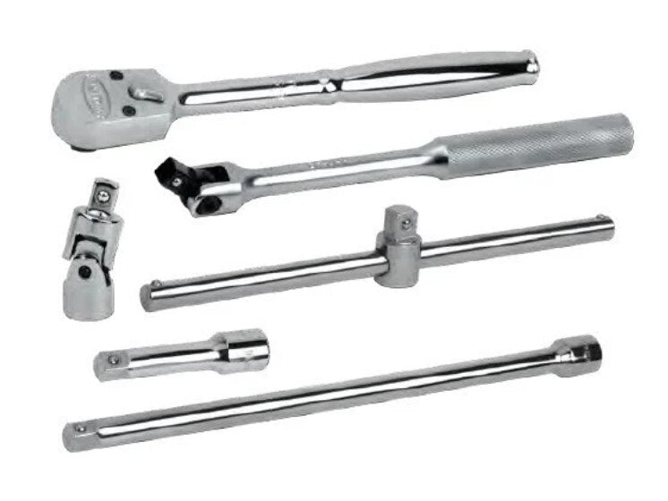 Ratchet & Tools Set, 6 Pieces, 3/8 Inch Drive