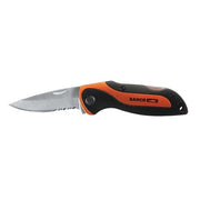 Bahco Foldable Sports Knife, 3" Blade, Aluminum Handle, 1/Pack