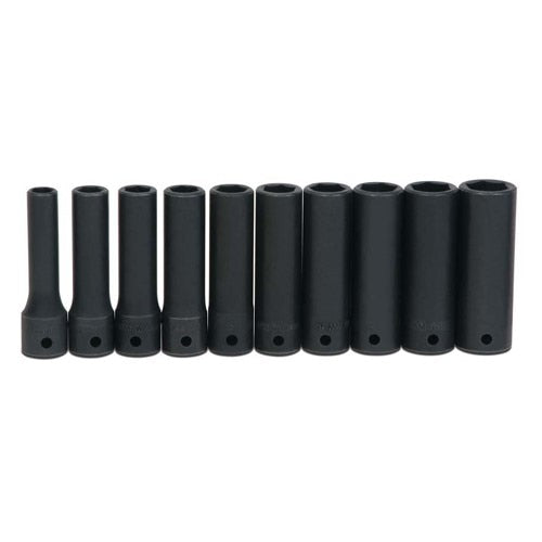 Socket Set, 10 Pieces, 1/2 Inch Dr, Impact, 1/2 Inch Size