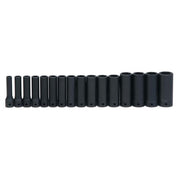 Socket Set, 16 Pieces, 1/2 Inch Dr, Impact, 1/2 Inch Size