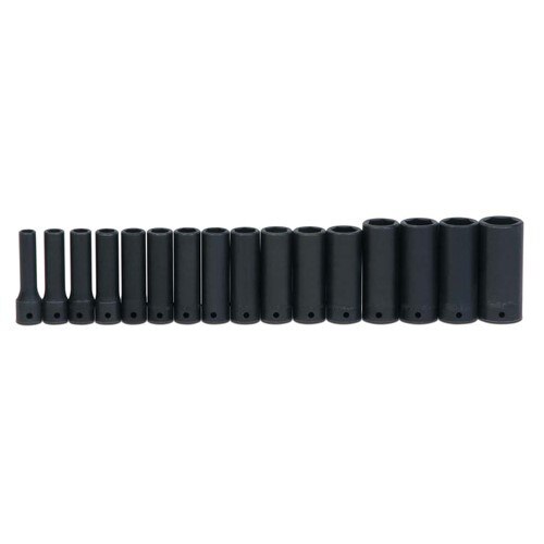 Socket Set, 16 Pieces, 1/2 Inch Dr, Impact, 1/2 Inch Size