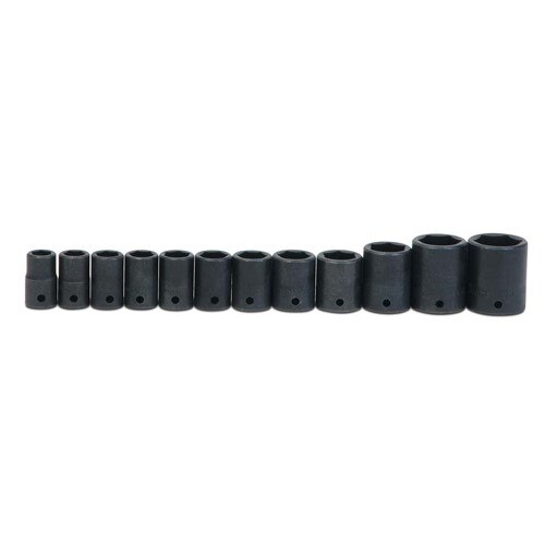 Socket Set, 12 Pieces, 1/2 Inch Dr, Shallow, 1/2 Inch Size