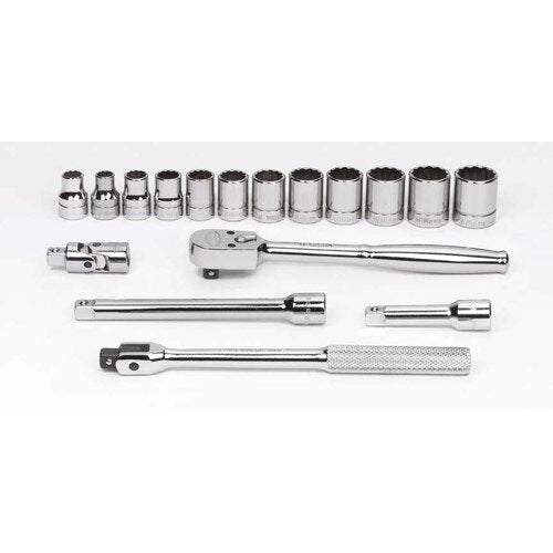 Socket/Tool Set, 17 Pieces, 12-Point, 3/8 Inch Dr