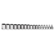 Socket Set, 17 Pieces, 3/8 Inch Dr, Shallow, 3/8 Inch Size