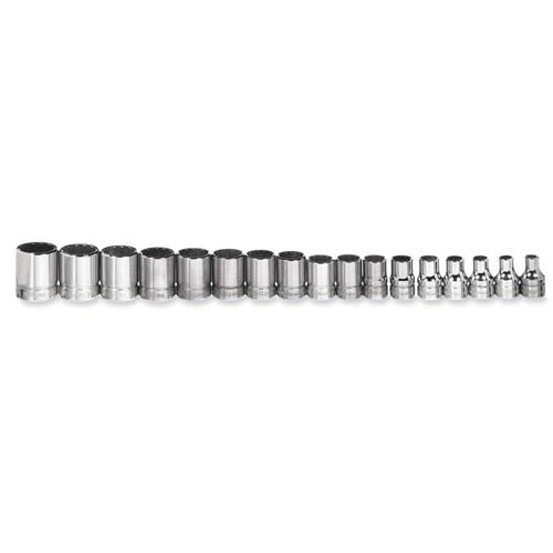 Socket Set, 17 Pieces, 3/8 Inch Dr, Shallow, 3/8 Inch Size