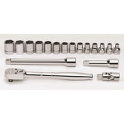 Socket/Tool Set, 18 Pieces, 6-Point, 3/8 Inch Dr