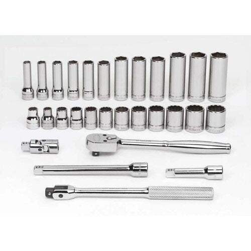 Socket/Tool Set, 29 Pieces, 12-Point, 3/8 Inch Dr