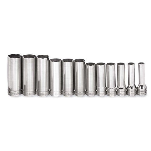 Socket Set, 12 Pieces, 3/8 Inch Dr, Deep, 3/8 Inch Size