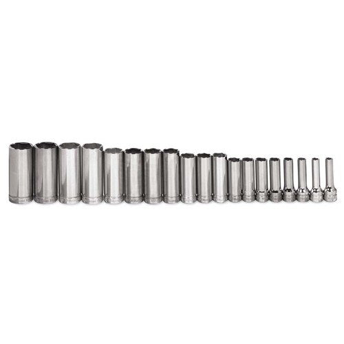 Socket Set, 19 Pieces, 3/8 Inch Dr, Deep, 3/8 Inch Size