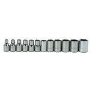 Socket Set, 1/4 Inch Dr, Shallow, Chrome, 1/4 Inch Size