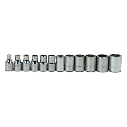 Socket Set, 1/4 Inch Dr, Shallow, Chrome, 1/4 Inch Size