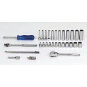 Socket/Tool Set, 30 Pieces, 6-Point, 1/4 Inch Dr