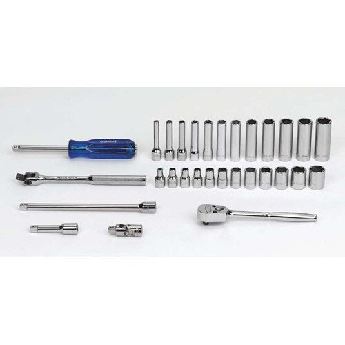 Socket/Tool Set, 30 Pieces, 6-Point, 1/4 Inch Dr