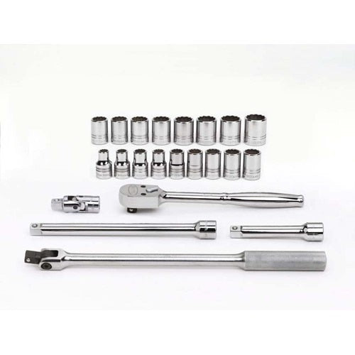 Socket/Tool Set, 22 Pieces, 12-Point, 1/2 Inch Dr