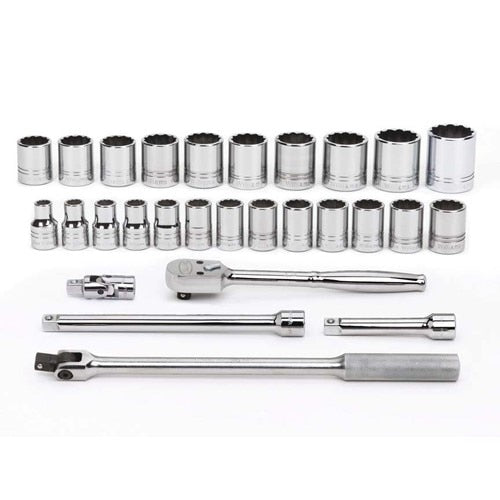 Socket/Tool Set, 29 Pieces, 12-Point, 1/2 Inch Dr