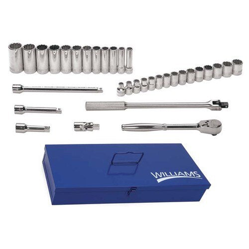 Socket/Tool Set, 33 Pieces, 12-Point, 1/2 Inch Dr