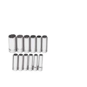Socket Set, 12 Pieces, 1/2 Inch Dr, Deep, 1/2 Inch Size