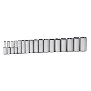 Williams Metric 1/2" Dr Deep Socket Set,  12 Point, 17 Pieces, Size: 10MM - 32MM, Includes Clip Rail