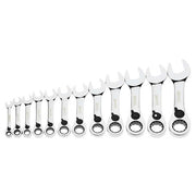 Williams Stubby Ratcheting Combo Wrench Set 12-Pcs, Metric, 12 Point, High Polish Chrome Finish, Sizes: 8mm, 9mm, 10mm, 11mm, 12mm, 13mm, 14mm. 15mm, 16mm, 17mm, 18mm, 19mm