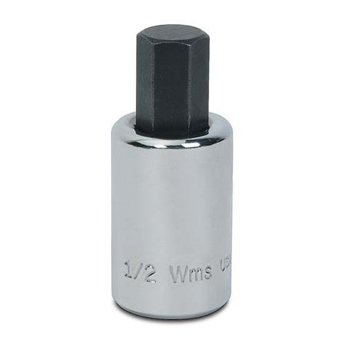 Socket Bit, 1/2 Inch Dr, 1/4 Inch Size, Hex, 1 1/2 Inch L