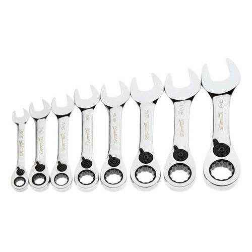 Williams Stubby Ratcheting Combo Wrench Set 8-Pcs